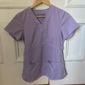 Grey’s Anatomy 3-Pocket Modern Fit Mock Wrap Scrub Top, lilac